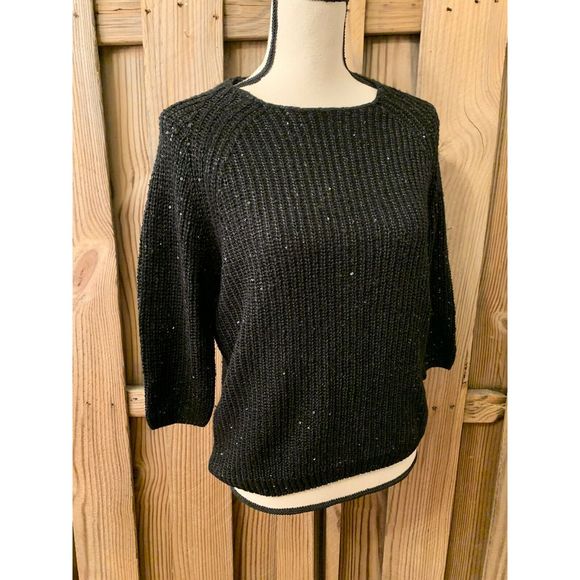 Zara Black Sequin Sweater Womens S - Picture 3 of 7